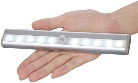 Phixneon DIY Stick-on Anywhere Portable 10 LED Wireless Motion Sensing Closet Cabinet Light/ Night Light / Stairs Light / Step Light Bar with Magnetic Strip Light(battery Operated)