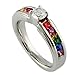 UM Jewelry CZ Crystal Lesbian Pride Rainbow Ring Stainless Steel Gay Wedding Band