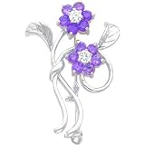 Rhodium Plated Cubic Zirconia Flower Pin