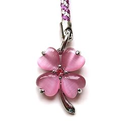 Cell Phone / Camera Charm Strap Beautiful Pink Diamond Four Leaf Clover