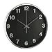 Stunning Stainless Steel Wall Clock Contemporary Black Dial Steel Hands With Silver Numbers Perfect Office Or Lounge Clock Would Great In Any Modern Setting