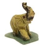 Aventurine Sculpture 01 Elephant Serpentine Garnet Green Stone Crystal 1.9