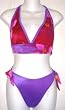 Juniors 2 PC Halter Top/Bow Side Modified Bottom Swimsuit - Pink Floral