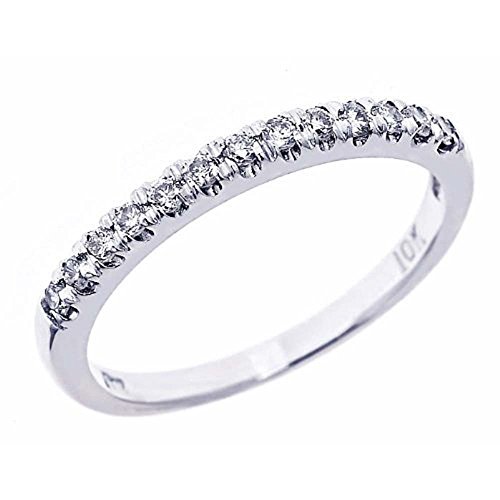 Pave Set Diamond Wedding Anniversary Band 10k White Gold (1/4 Cttw, I Color I Clarity)