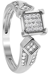 925 Sterling Silver Round Cubic Zirconia Designer Ring