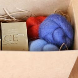 Spiderfelt Unscented Pure Soap Felt Felting Kit Beginner w/ Wool Roving Soap