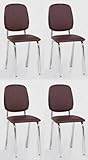 4x Design Stuhl Detmold Esszimmerstuhl Küchenstuhl aus Kunstleder Braun