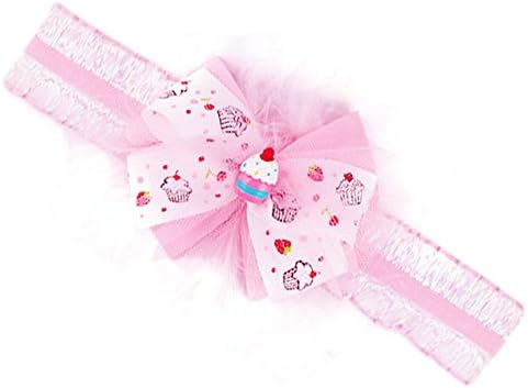 Cupcake Bow Marabou Headband Pink
