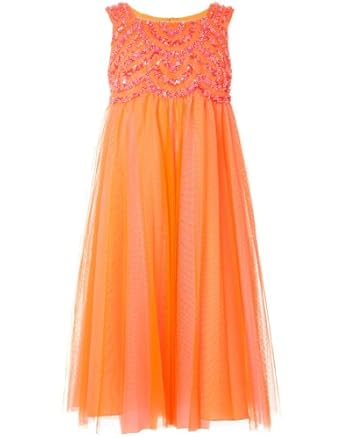 Monsoon Filles Robe fluo Cl&eacute;mentine Taille 10 11 ans Orange