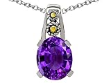 3.50 cts 925 Sterling Silver and 18k Gold Two Tone Genuine Oval Amethyst Pendant