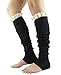 Spring Fever Crochet Lace Trim Cotton Knit Leg Warmers Boot Socks, Black &Dark Grey
