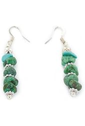 $80 Retail Tag Authentic Made by Charlene Little Navajo .925 Sterling Silver Hook Natural Kingman Turquoise Earrings