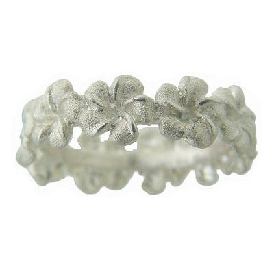 Hawaiian Heirloom Jewelry Plumeria Flower Sterling Silver Lei Ring
