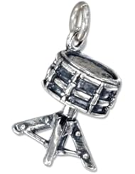 Sterling Silver Antiqued Three Dimensional Single Drum Charm