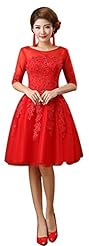  Elbow Length Sleeves Organza Cutout Lace Floral Print  Ball Gown Bandage Dress/Evening Dress/Bridesmaid Dress/Prom Dress/Party Dress 