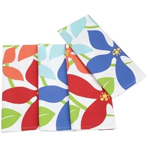 DII Beach Flowers Print Dish Towel, Set of 4 by Design Imports