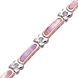 14k Rose and White Gold, Mother of Pearl and Diamond Bracelet