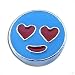 Slider Charms Dangle 8 mm blue smile face with heart eyes, jewellery making kits