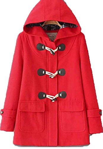 (ドチィン)DaoCheng レディース ラシャコート ダッフルコート 秋 冬 中綿 綿入り ホーンボタン 保温 防寒 学生 通勤 通学 ショート アウター 人気 ファッション 可愛い 学院風 レディース フード付き ウールコート
