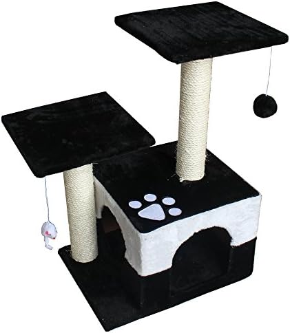 America Phoenix Multi Color Newest Cat Tree Condo Furniture Scratch Post Perch Post Pet House Perch Activity Trees (Black, 30-Inch)