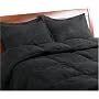 Microsuede Feather King Comforter Set, Black