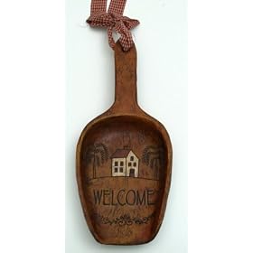 Americana Wood-Look Spoon Plaque 'Faith Family Friends'