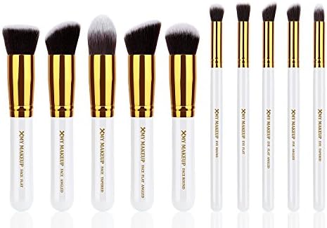 XMY Professional 10pcs White/gold Foundation Blush Liquid Brush Kabuki Makeup Brushes Tools Set