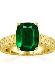 14K Yellow Gold Cushion Cut Emerald Fana Designer Ring