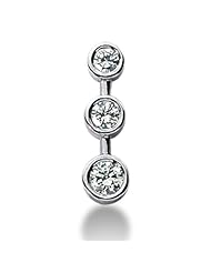 Three Stone Round Brilliant Diamond Pendant in 14K White Gold