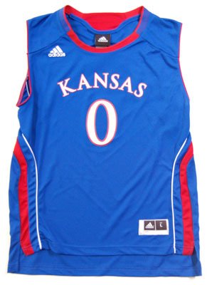 Kansas Jayhawks Youth Replica Basketball Jersey Royal Number 0