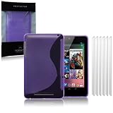 Asus Google Nexus 7 Purple S Curve TPU Gel Skin Case / Cover + 6-in-1 Screen Protector Packby Terrapin