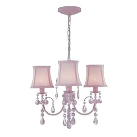 Lite Source LS-19528PINK Sofie Three Lite Chandelier, Pink with Crystal And Pink Shade