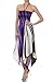 Swirl Design Satin Feel Beaded Halter Smocked Bodice Handkerchief Hem Dress