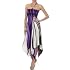 Swirl Design Satin Feel Beaded Halter Smocked Bodice Handkerchief Hem Dress