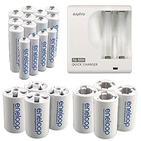 Sanyo Eneloop Ni-MH Pre-Charged Rechargeable Battery Pack with Quick Charger by