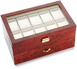 Diplomat Burl Wood 10 Watch and Pen Storage Chest