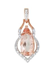 0.06 cttw Genuine Morganite and Diamond Pendant in 14k Rose Gold