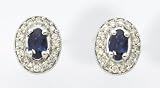 Oval Sapphire and Diamond Earrings