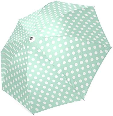 Mint Giant Polka Dots Foldable Travel Rain/Sun Anti-uv, Windproof Rainproof Umbrella