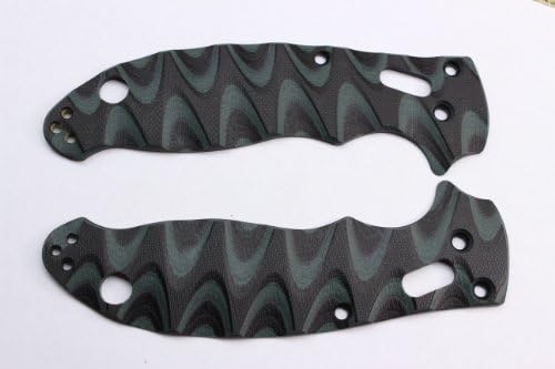 Grooved G10 Black/Green-Gray Scales for Spyderco Manix 2