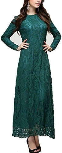 Heart1st Women Evening Party Cocktail Maxi Dress Kaftan Abaya Islamic Muslim U87 (L, GREEN)