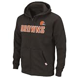 NFL Cleveland Browns Classic Heavyweight Full Zip Jacket Adult Long Sleeved Fullzip Fleece with Hood, Classic Brown, Large