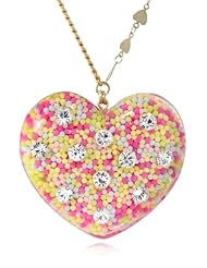 Betsey Johnson "Heart Candy Boost" Candy Filled Heart Long Pendant Necklace, 35"