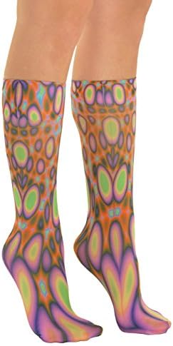 Womens Knee High Trouser Socks Colorful Psychedelic Printed sublimated socks Color:: Orange Marl