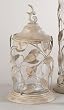 Antique White Willow Leaf Metal Candle Lantern Terrarium