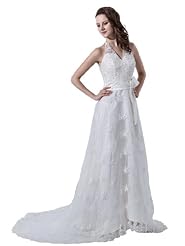A-line Halter Lace Wedding Dress  With a Sash 
