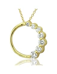 18k Yellow Gold Journey Circle 7-stone Diamond Pendant Necklace (GH, I1-I2, 0.50 carat)