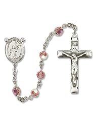 St. Tarcisius Patron Saint St. Sterling Silver Rosary w/Patron Saint Medal Center Catholic Religious Necklace Prayer w/Swarovski Austrian Tin Cut Crystal & Gemstone Beads Crucifix