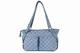 Baby Kaed Avi-u Diaper Bag in Blue with Chocolate Cross Stitch
