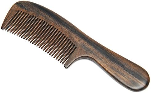 Handmade Premium Quality Natural Rosewood Massage Comb (Narrow Tooth with Handle 7")